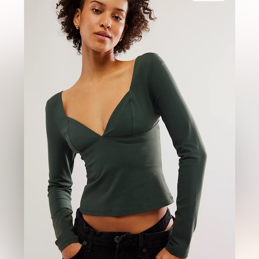 Free People Women's Duo Corset Long Sleeve Green Size XL